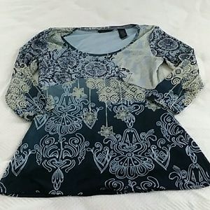 Ombre patterned babydoll blouse